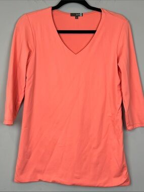 EUC JudyP Sanda V-Neck 3/4 Sleeve Top Shirt Coral Shirt Women’s Size Small